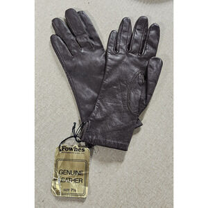 Fownes Vintage Genuine Leather Brown Gloves women’s size 7.5 New Butter Soft